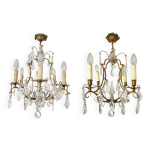 Lot de 2 lustres en bronze  pampilles (cristal)