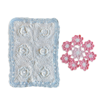 Lot de 2 napperons au crochet vintage - blanc, rose et bleu