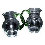 Lot de 2 petits pichets  vin en verre souffl - broc ballon alsacien vert vintage
