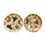 Lot de 2 plats ronds en barbotine de sarreguemines
