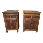 Lot de 2 tables de chevet chinoises, homme et femme vintage