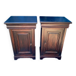 Lot de 2 tables de chevet en merisier massif 1 tiroir + 1 porte