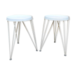 Lot de 2 tabourets en fil de fer hollandais pilastro tjerk reijenga