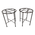 Lot de 2 tabourets / tables d'appoint de jardin en fer forg