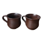 Lot de 2 tasses  caf vintage en grs tourn main