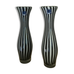 Lot de 2 vases leonardo rayés blanc et noir 70's Lot de 2 vases leonardo rayés blanc et noir 70's