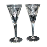Lot de 2 verres  vin roemer en cristal grav guirlandes  la roue 1900