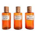 Lot de 3 bocaux  pharmacie xixme en verre ambre