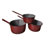 Lot de 3 casseroles vintage métal tole émaillée vintage Lot de 3 casseroles vintage métal tole émaillée vintage