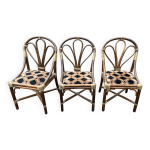 Lot de 3 chaises fauteuils en rotin