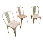 Lot de 3 chaises de jardin empilables de bistrot patines d'inspiration tolix du dbut du xxe sicle