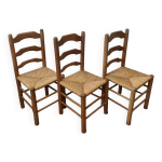 Lot de 3 chaises paillées années 50 Lot de 3 chaises paillées années 50