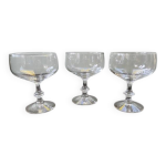 Lot de 3 grandes coupes � champagne en verre souffl�