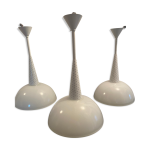 Lot de 3 lampes metal et verre holophane design année 70 Lot de 3 lampes metal et verre holophane design année 70