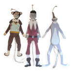Lot de 3 marionnettes en bois
