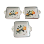 Lot de 3 plat carrs de prsentation porcelaine tognana