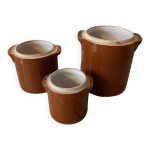 Lot 3 pots / saloirs en gr�s vernisse