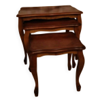 Lot de 3 tables gigognes en bois massif merisier