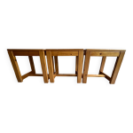 Lot de 3 tabourets en bois massif design rustique montagnard