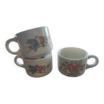 Lot de 3 tasses vintage pillivuyt  motif floral