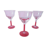 Lot 3 verres  pied apritif cristal cisel