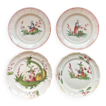 Lot de 4 assiettes 18me faence des islettes dcor chinois polychrome