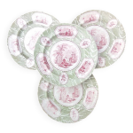 Lot de 4 assiettes anciennes - creil & montereau - porcelaine opaque -