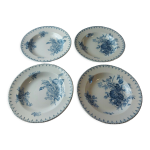 Lot de 4 assiettes creuses, dcor flore, en cramique de sarreguemines