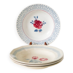 Lot de 4 assiettes creuses d�pareill�es digoin sarreguemines � fleurs mod�l