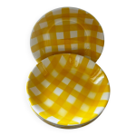 Lot de 4 assiettes creuses digoin sarreguemines ecossais jaune