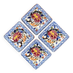 Lot de 4 assiettes à dessert à cake en faience de gien décor pivoine Lot de 4 assiettes à dessert à cake en faience de gien décor pivoine
