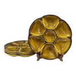 Lot de 4 assiettes à huîtres vintage '70 de gien Lot de 4 assiettes à huîtres vintage '70 de gien
