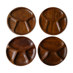 Lot de 4 assiettes ou plats de service en teck, ann�es 70 - 80