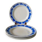 Lot de 4 assiettes plates gien bleu roi art dco 1930