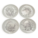 Lot de 4 assiettes vintage dcor poissons