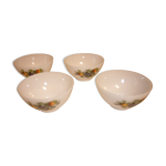Lot de 4 bols arcopal en verre blanc avec de cor fruits vintage