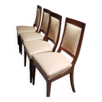 Lot de 4 chaises anciennes très élégantes en acajou et simili cuir Lot de 4 chaises anciennes très élégantes en acajou et simili cuir
