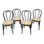 Lot de 4 chaises bistrot noir et bois cannage Lot de 4 chaises bistrot noir et bois cannage