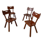 Lot de 4 chaises bois brutalist imprial loyalist design annes 60 vintage