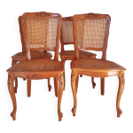 Lot de 4 chaises bois et cannage style régence Lot de 4 chaises bois et cannage style régence