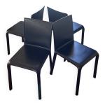 Lot de 4 chaises bontempi alice cuir noir vritable design italien