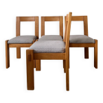 Lot de 4 chaises brutalistes en orme