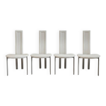 Lot 4 chaises cattelan italia cuir blanc annes 80, design italien vintage
