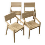 Lot de 4 chaises design en chne massif