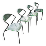 Lot de 4 chaises design chrome et plexiglas, annes 80