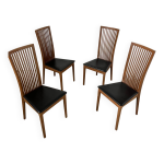 Lot 4 chaises dossier haut bois et simili cuir design italien calligaris