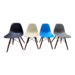 Lot 4 chaises dsw fibre noyer eames herman miller vintage