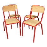 Lot de 4 chaises d'cole 70s industrielle cole vintage collectivits mullca gaston cavaillon