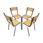 Lot de 4 chaises d'école industrielle école vintage collectivités Lot de 4 chaises d'école industrielle école vintage collectivités