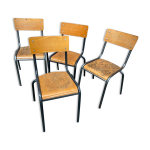 Lot de 4 chaises d cole vintage